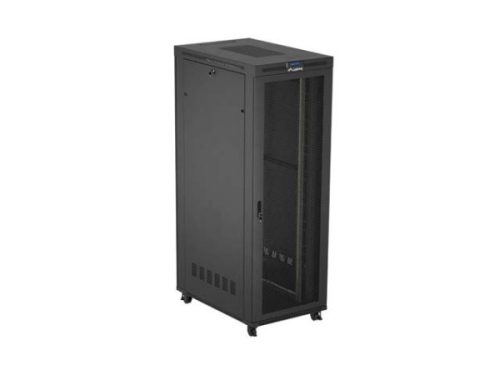 Lanberg FF01-8247-23BL 19" 47U SZÉL:800mm MÉLY:1200mm MAG:2343mm lapraszerelt LCD hálós fémajtós fekete szerver szekrény