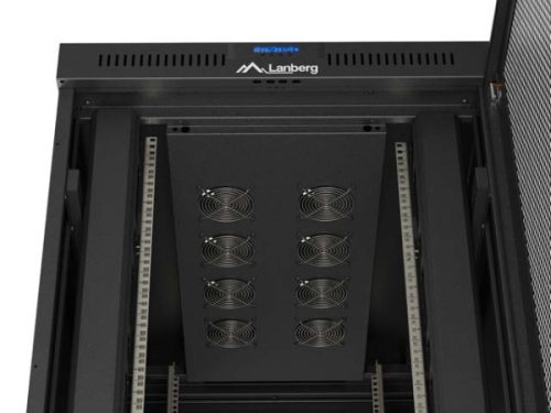 Lanberg FF01-8247-23BL 19" 47U SZÉL:800mm MÉLY:1200mm MAG:2343mm lapraszerelt LCD hálós fémajtós fekete szerver szekrény