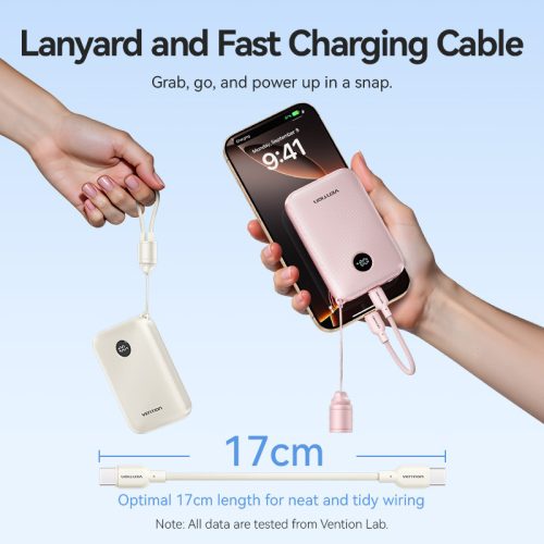 Vention FKAP0-C 10000mah, (rózsaszín,22,5W), powerbank
