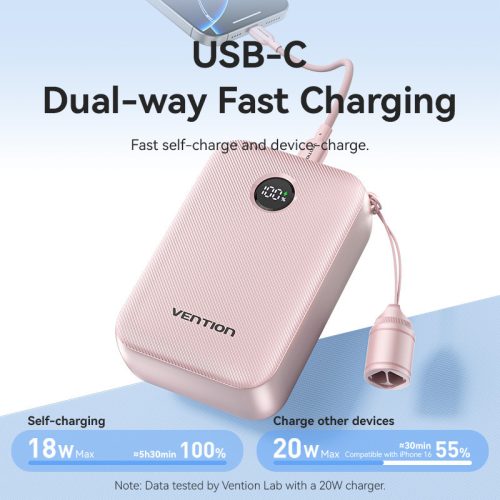 Vention FKBP0-C 20000mah, (rózsaszín,22,5W), powerbank
