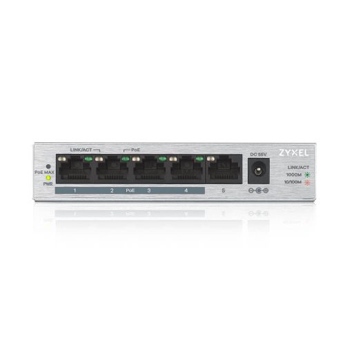 Zyxel GS1005HP-EU0101F 4xPoE+ GbE LAN (60W) 1xGbE LAN port nem menedzselhető PoE+ Switch