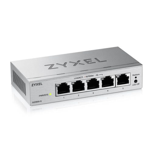 Zyxel GS1200-5V3-EU0101F 5xGbE LAN port web menedzselhető asztali Switch