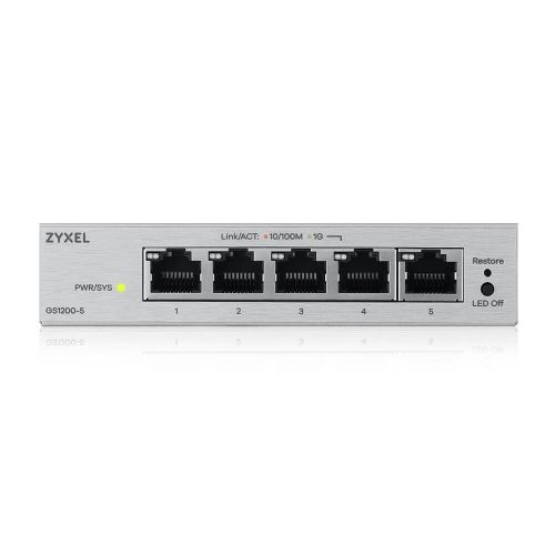 Zyxel GS1200-5V3-EU0101F 5xGbE LAN port web menedzselhető asztali Switch