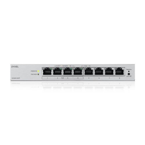 Zyxel GS1200-8HPV3-EU0101F v3 4xGbE PoE+ LAN (68W) 4xGbE LAN port web menedzselhető asztali Switch
