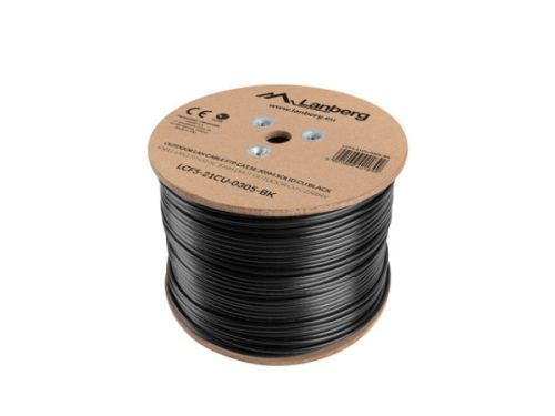 Lanberg LCF5-21CU-0305-BK Cat.5e F/UTP PE CU Fca 100MHz AWG24 305m árnyékolt fekete kültéri kábel