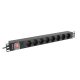 Lanberg PDU-08F-0200-BK 19" 1U 8xSchuko aljzat Schuko csatlakozóvéggel 2m fekete elosztósor kapcsolóval