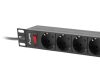Lanberg PDU-09F-0300-BK 19" 1U 9xSchuko aljzat Uni-Schuko csatlakozóvéggel 3m fekete elosztósor kapcsolóval