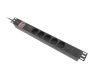 Lanberg PDU-05F-0200-IEC-BK 19" 1U 5xSchuko aljzat C14 csatlakozóvéggel 2m fekete elosztósor kapcsolóval