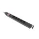 Lanberg PDU-05F-0200-IEC-BK 19" 1U 5xSchuko aljzat C14 csatlakozóvéggel 2m fekete elosztósor kapcsolóval