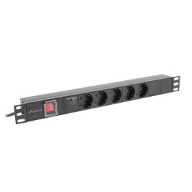   Lanberg PDU-05F-0200-IEC-BK 19" 1U 5xSchuko aljzat C14 csatlakozóvéggel 2m fekete elosztósor kapcsolóval