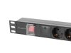 Lanberg PDU-05F-0200-IEC-BK 19" 1U 5xSchuko aljzat C14 csatlakozóvéggel 2m fekete elosztósor kapcsolóval