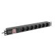Lanberg PDU-07F-0200-IEC-BK 19" 1U 7xSchuko aljzat C14 csatlakozóvéggel 2m fekete elosztósor kapcsolóval