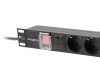 Lanberg PDU-07F-0200-IEC-BK 19" 1U 7xSchuko aljzat C14 csatlakozóvéggel 2m fekete elosztósor kapcsolóval