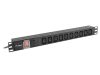 Lanberg PDU-10I-0200-IEC-BK 19" 1U 10xC13 aljzat C14 csatlakozóvéggel 2m fekete elosztósor kapcsolóval