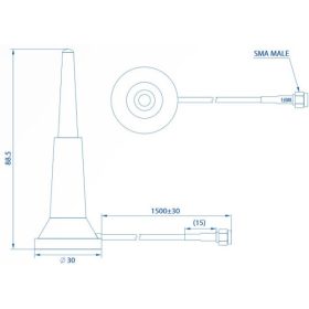   Teltonika PR1KRD30 Dual Band mágneses rögzíthető Wi-Fi antenna