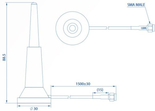 Teltonika PR1KRD30 Dual Band mágneses rögzíthető Wi-Fi antenna