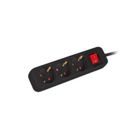   Lanberg PS1-03F-0150-BK 3x Schuko aljzat 10A 1.5m kapcsolós fekete elosztósor