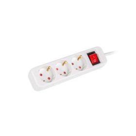   Lanberg PS1-03F-0150-W 3x Schuko aljzat 10A 1.5m kapcsolós fehér elosztósor