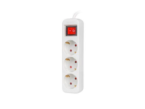 Lanberg PS1-03F-0150-W 3x Schuko aljzat 10A 1.5m kapcsolós fehér elosztósor