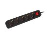 Lanberg PS1-05F-0150-BK 5x Schuko aljzat 10A 1.5m kapcsolós fekete elosztósor