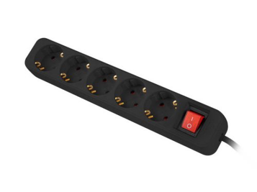 Lanberg PS1-05F-0150-BK 5x Schuko aljzat 10A 1.5m kapcsolós fekete elosztósor