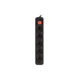   Lanberg PS1-05F-0300-BK 5x Schuko aljzat 10A 3m kapcsolós fekete elosztósor