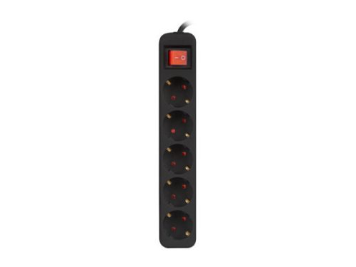 Lanberg PS1-05F-0300-BK 5x Schuko aljzat 10A 3m kapcsolós fekete elosztósor