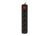 Lanberg PS1-05F-0300-BK 5x Schuko aljzat 10A 3m kapcsolós fekete elosztósor