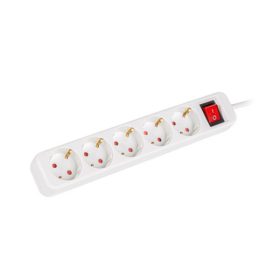   Lanberg PS1-05F-0300-W 5x Schuko aljzat 10A 3m kapcsolós fehér elosztósor