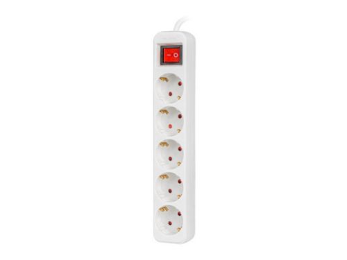 Lanberg PS1-05F-0300-W 5x Schuko aljzat 10A 3m kapcsolós fehér elosztósor