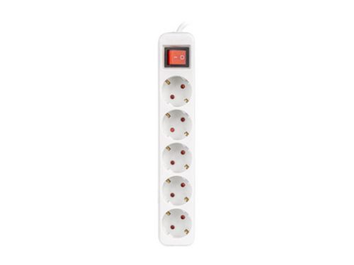Lanberg PS1-05F-0300-W 5x Schuko aljzat 10A 3m kapcsolós fehér elosztósor
