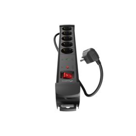   Lanberg SP1-05F-0150-BK 5x Schuko aljzat túlfeszültség ellen védett 1.5m kapcsolós fekete elosztósor