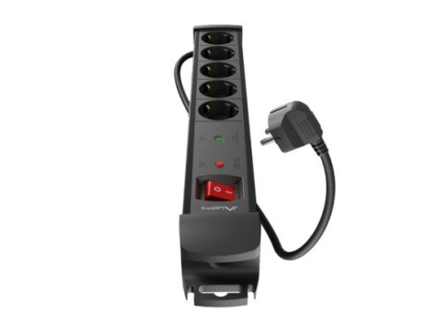 Lanberg SP1-05F-0150-BK 5x Schuko aljzat túlfeszültség ellen védett 1.5m kapcsolós fekete elosztósor