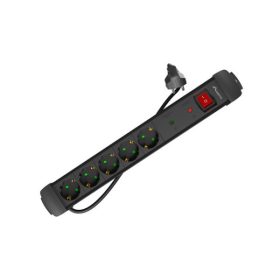   Lanberg SP1-05F-0300-BK 5x Schuko aljzat túlfeszültség ellen védett 3m kapcsolós fekete elosztósor