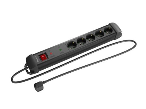 Lanberg SP1-05F-0300-BK 5x Schuko aljzat túlfeszültség ellen védett 3m kapcsolós fekete elosztósor