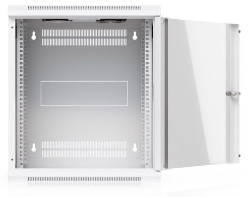 Ubiquiti UACC-RACK-12U-WALL-450-G 19" 12U 635x550x450mm MAX:50kg üvegajtós fehér fali rack szekrény