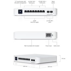   Ubiquiti USW-Pro-8-PoE 8port GbE LAN 6xPoE/PoE+ 2x PoE++ 2xSFP+ port 120W port L3 menedzselhető switch