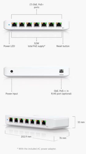 Ubiquiti UniFi USW-Ultra-60W 8xGbE LAN port 7x PoE+ (52W) L2 menedzselhető switch