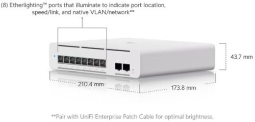 Ubiquiti UniFi USW-PRO-XG-8-POE 8x10GbE Multi-Gigabit LAN PoE port 2xSFP+ port 155W L3 menedzselhető switch