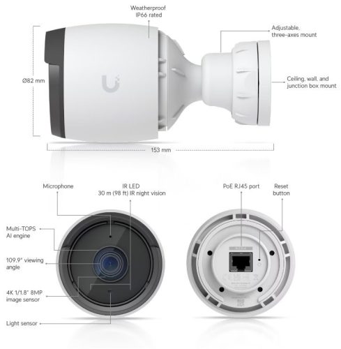 Ubiquiti UniFi UVC-G6-Bullet-W G6 8MP Bullet fehér IP kamera