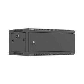   Lanberg WF01-6404-00B 19" 4U SZÉL:600mm MÉLY:450mm MAG:290mm lapraszerelt fémajtós fekete fali rack szekrény