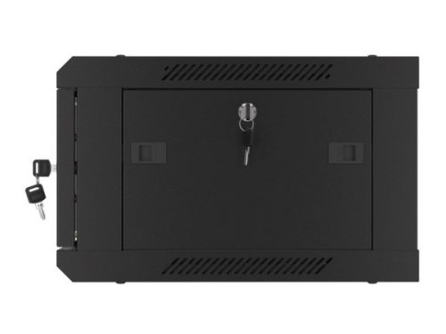 Lanberg WF01-6404-10B 19" 4U SZÉL:600mm MÉLY:450mm MAG:290mm lapraszerelt üvegajtós fekete fali rack szekrény