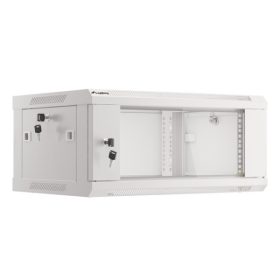   Lanberg WF01-6404-10S 19" 4U SZÉL:600mm MÉLY:450mm MAG:290mm lapraszerelt üvegajtós szürke fali rack szekrény