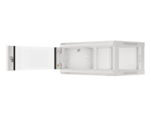Lanberg WF01-6404-10S 19" 4U SZÉL:600mm MÉLY:450mm MAG:290mm lapraszerelt üvegajtós szürke fali rack szekrény
