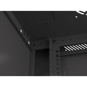   Lanberg WF01-6406-10B 19" 6U SZÉL:600mm MÉLY:450mm MAG:379mm lapraszerelt üvegajtós fekete fali rack szekrény