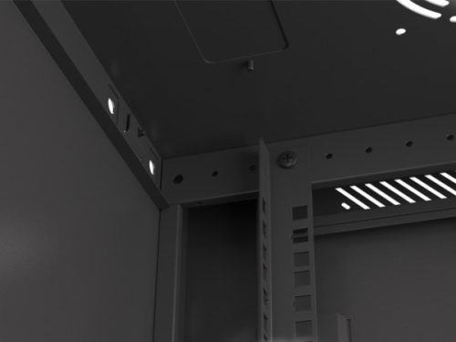Lanberg WF01-6406-10B 19" 6U SZÉL:600mm MÉLY:450mm MAG:379mm lapraszerelt üvegajtós fekete fali rack szekrény