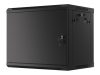 Lanberg WF01-6409-00B 19" 9U SZÉL:600mm MÉLY:450mm MAG:512mm lapraszerelt fémajtós fekete fali rack szekrény