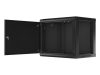 Lanberg WF01-6409-00B 19" 9U SZÉL:600mm MÉLY:450mm MAG:512mm lapraszerelt fémajtós fekete fali rack szekrény