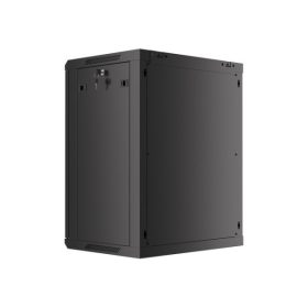   Lanberg WF01-6415-10B 19" 15U SZÉL:600mm MÉLY:450mm MAG:774mm lapraszerelt üvegajtós fekete fali rack szekrény