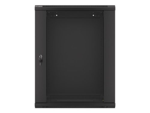 Lanberg WF01-6415-10B 19" 15U SZÉL:600mm MÉLY:450mm MAG:774mm lapraszerelt üvegajtós fekete fali rack szekrény